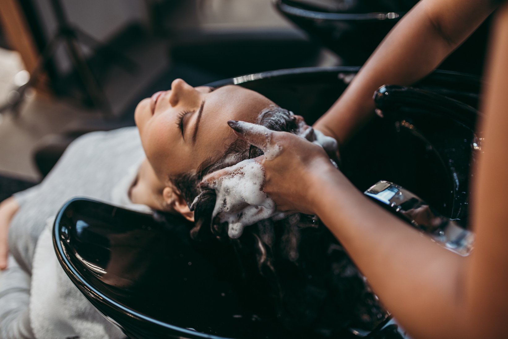 Woman at hair salon